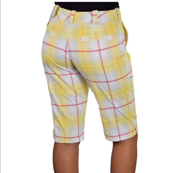 Nike Golf Shorts Tartan Plaid Shorts-Yellow/Red Size 4 - Picture 2 of 6